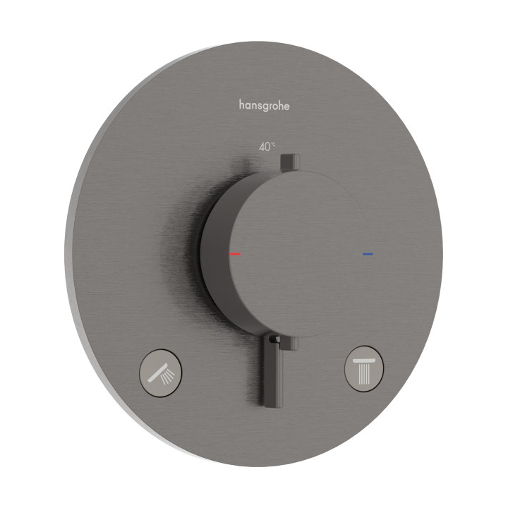 HG Ecostat Comfort S Bateria termostatyczna do 2 odbiorników, podtynkowa, Czarny Chrom Szczotkowany