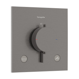 HG Ecostat Comfort E Bateria termostatyczna do 2 odbiorników zgodna z normą EN 1717, podtynkowa, Czarny Chrom Szczotkowany