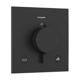 HG Ecostat Comfort E Bateria termostatyczna do 2 odbiorników zgodna z normą EN 1717, podtynkowa, Czarny Matowy