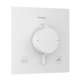 HG Ecostat Comfort E Bateria termostatyczna do 2 odbiorników zgodna z normą EN 1717, podtynkowa, Biały Matowy