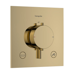 HG Ecostat Comfort E Bateria termostatyczna do 2 odbiorników zgodna z normą EN 1717, podtynkowa, Złoty Optyczny Polerowany