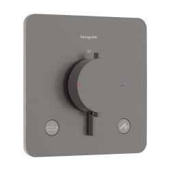 HG Ecostat Comfort Q Bateria termostatyczna do 2 odbiorników zgodna z normą EN 1717, podtynkowa, Czarny Chrom Szczotkowany