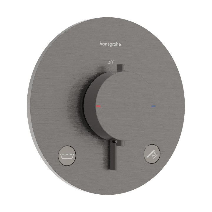 HG Ecostat Comfort S Bateria termostatyczna do 2 odbiorników zgodna z normą EN 1717, podtynkowa, Czarny Chrom Szczotkowany