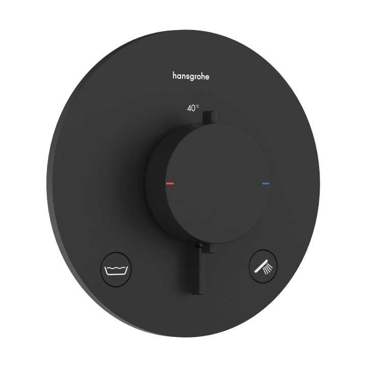 HG Ecostat Comfort S Bateria termostatyczna do 2 odbiorników zgodna z normą EN 1717, podtynkowa, Czarny Matowy