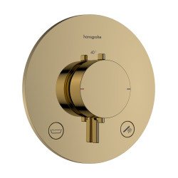HG Ecostat Comfort S Bateria termostatyczna do 2 odbiorników zgodna z normą EN 1717, podtynkowa, Złoty Optyczny Polerowany
