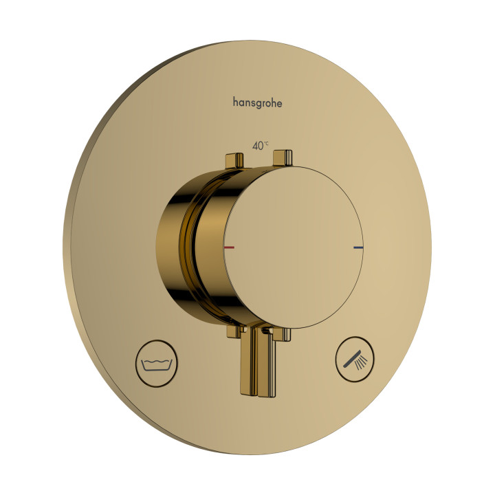 HG Ecostat Comfort S Bateria termostatyczna do 2 odbiorników zgodna z normą EN 1717, podtynkowa, Złoty Optyczny Polerowany