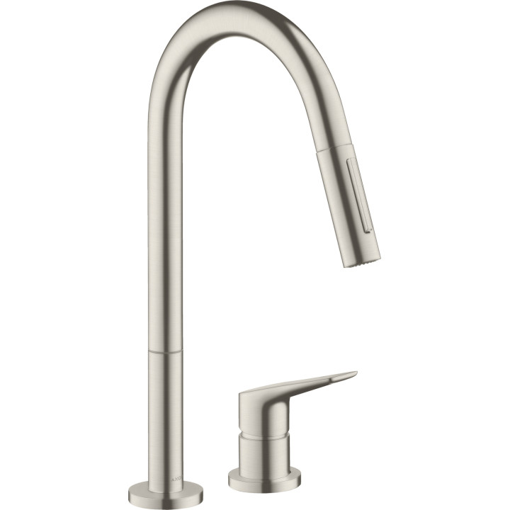 AX Citterio M 2-otworowa jednouchwytowa bateria kuchenna 220 z wyciąganą wylewką, 2jet, Stal Szlachetna Finish