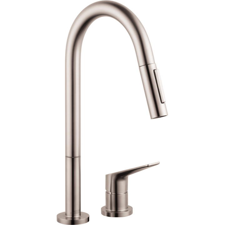 AX Citterio M 2-otworowa jednouchwytowa bateria kuchenna 220 z wyciąganą wylewką, 2jet, Stal Szlachetna Finish