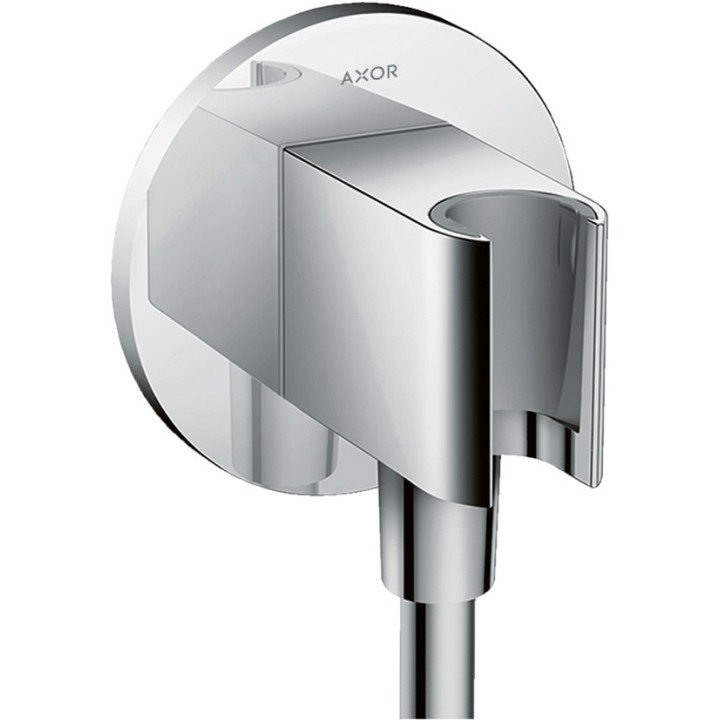AX ShowerSolutions Przyłącze węża prysznicowego z uchwytem, okrągłe, Chrom
