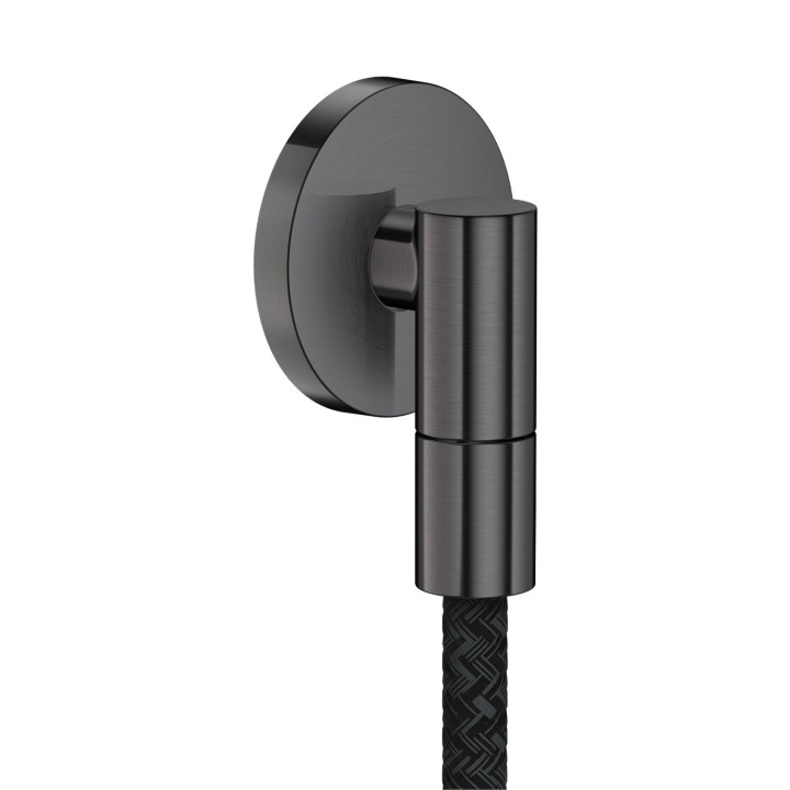 AX Wall outlet Fine Przyłącze węża, okrągłe, Czarny Chrom Szczotkowany