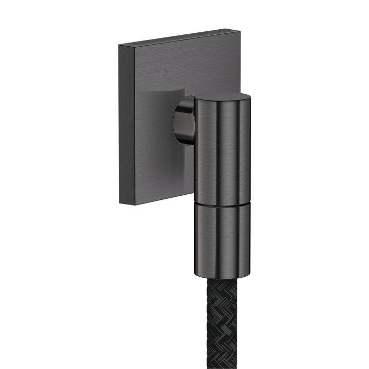 AX Wall outlet Fine Przyłącze węża, kwadratowe, Czarny Chrom Szczotkowany