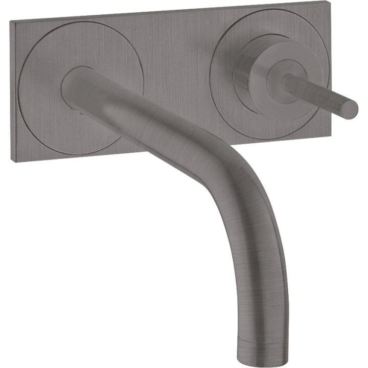 AX Uno Jednouchwytowa bateria umywalkowa z wylewką 165 mm i płytką, ścienna, podtynkowa, Czarny Chrom Szczotkowany