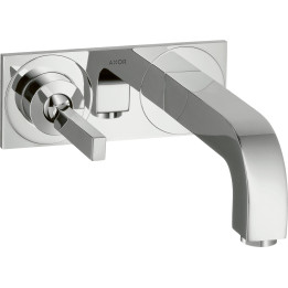 AX Citterio Jednouchwytowa bateria umywalkowa z uchwytem Pin, wylewką 160 mm i płytką, ścienna, podtynkowa, Chrom