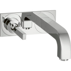 AX Citterio Jednouchwytowa bateria umywalkowa z uchwytem Pin, wylewką 220 mm i płytką, ścienna, podtynkowa, Chrom