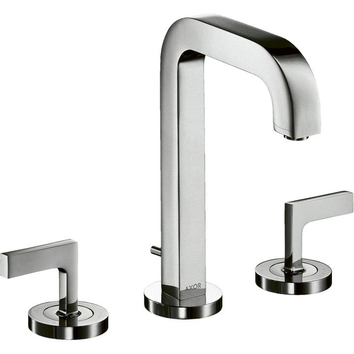 AX Citterio 3-otworowa bateria umywalkowa 170 z uchwytami jednoramiennymi, wylewką 140 mm, rozetami i kompletem odpływowym z cię