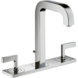 AX Citterio 3-otworowa bateria umywalkowa 170 z uchwytami jednoramiennymi, płytką i wylewką 140 mm z kompletem odpływowym z cięg