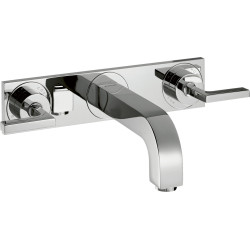 Axor Citterio 3-otworowa bateria umywalkowa z uchwytami jednoramiennymi, płytką i wylewką 226 mm, ścienna, podtynkowa, Chrom