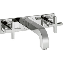 AX Citterio 3-otworowa bateria umywalkowa z uchwytami krzyżowymi, płytką i wylewką 166 mm, ścienna, podtynkowa, Chrom
