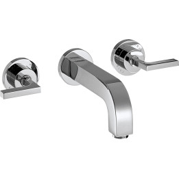 AX Citterio 3-otworowa bateria umywalkowa z uchwytami jednoramiennymi, rozetami i wylewką 162 mm, ścienna, podtynkowa, Chrom