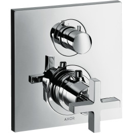 AX Citterio Bateria termostatyczna z uchwytem krzyżowym i zaworem odcinającym do 1 odbiornika, podtynkowa, Chrom