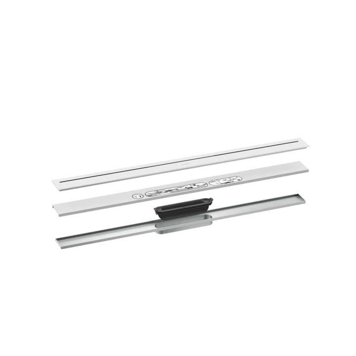AX Drain Element zewnętrzny odpływu liniowego 900, montaż odsunięty od ściany, Biały Matowy