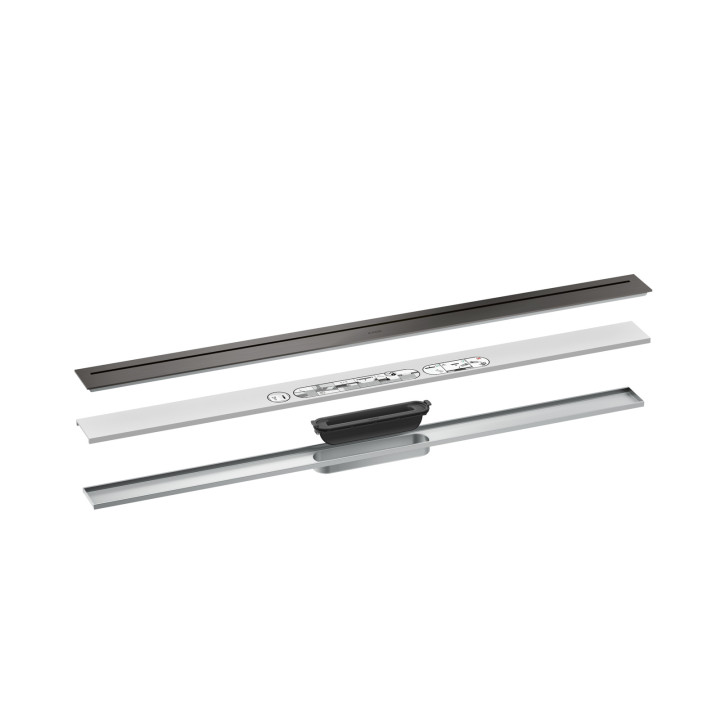 AX Drain Element zewnętrzny odpływu liniowego 1000, montaż odsunięty od ściany, Czarny Chrom Szczotkowany