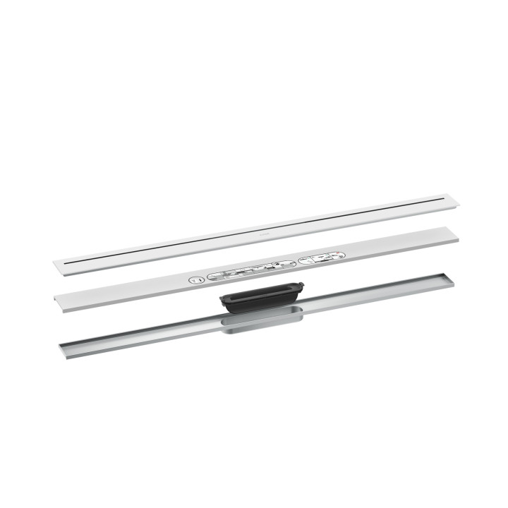 AX Drain Element zewnętrzny odpływu liniowego 1000, montaż odsunięty od ściany, Biały Matowy