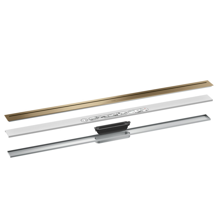 AX Drain Element zewnętrzny odpływu liniowego 1200, montaż odsunięty od ściany, Brąz Szczotkowany