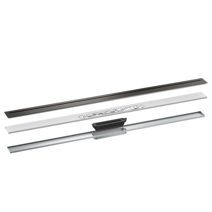 AX Drain Element zewnętrzny odpływu liniowego 1200, montaż odsunięty od ściany, Czarny Chrom Szczotkowany