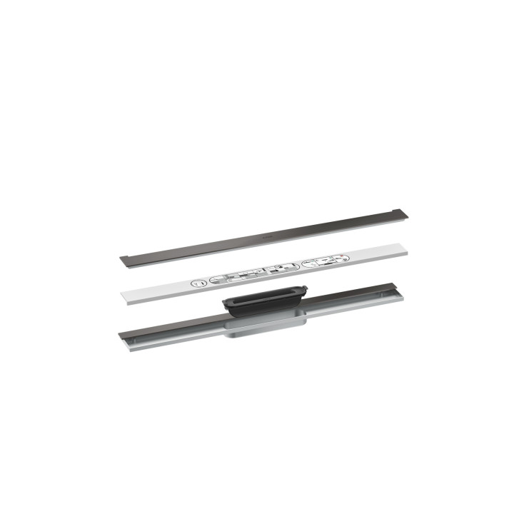 AX Drain Element zewnętrzny odpływu liniowego 700, montaż przyścienny, Czarny Chrom Szczotkowany