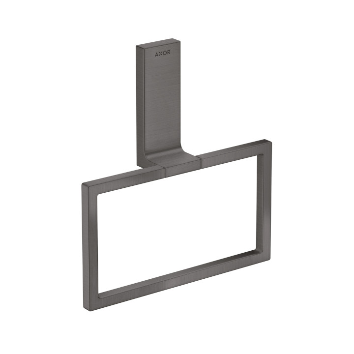 AX Universal Rectangular Wieszak na ręcznik typu Ring, Czarny Chrom Szczotkowany