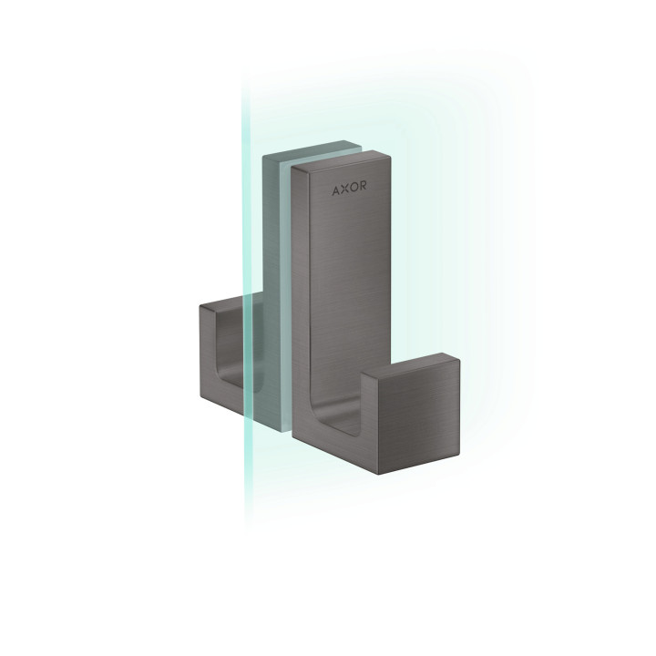 AX Universal Rectangular Uchwyt drzwi prysznicowych, Czarny Chrom Szczotkowany