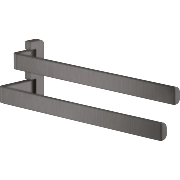 AX Universal Softsquare Wieszak na ręczniki, 2-ramienny, Czarny Chrom Szczotkowany
