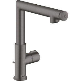 AX Uno Bateria umywalkowa Select 220 z kompletem odpływowym z cięgłem, Czarny Chrom Szczotkowany