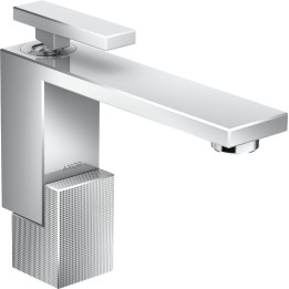 AX Edge Jednouchwytowa bateria umywalkowa 130 z kompletem odpływowym Push-Open, szlif diamentowy, Chrom