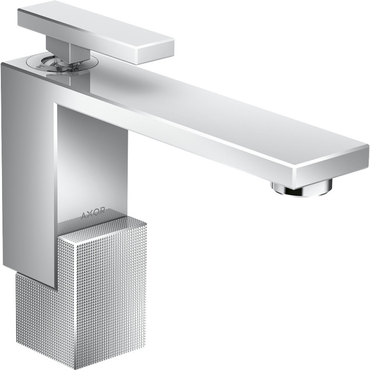 AX Edge Jednouchwytowa bateria umywalkowa 130 z kompletem odpływowym Push-Open, szlif diamentowy, Chrom
