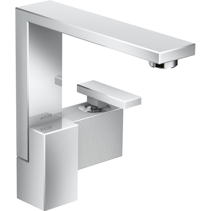 AX Edge Jednouchwytowa bateria umywalkowa 190 z kompletem odpływowym Push-Open, szlif diamentowy, Chrom