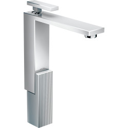AX Edge Jednouchwytowa bateria umywalkowa 280 do umywalek nablatowych z kompletem odpływowym Push-Open, szlif diamentowy, Chrom