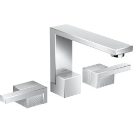 AX Edge 3-otworowa bateria umywalkowa 130 z kompletem odpływowym Push-Open, szlif diamentowy, Chrom