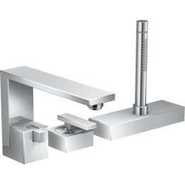 AX Edge 3-otworowa jednouchwytowa bateria na brzeg wanny, sBox, szlif diamentowy, Chrom