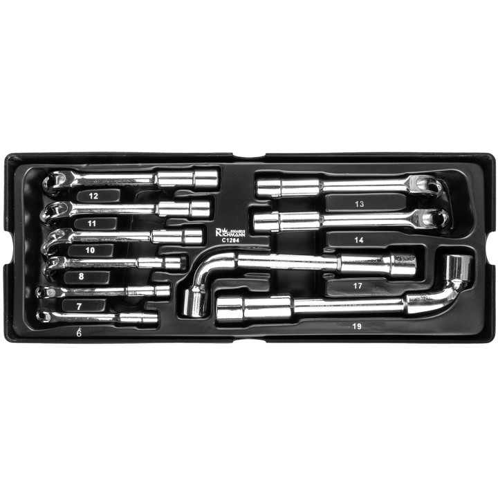WKŁAD - KLUCZE FAJKOWE 6-19 MM 10 ELEM. + TACKA C1101