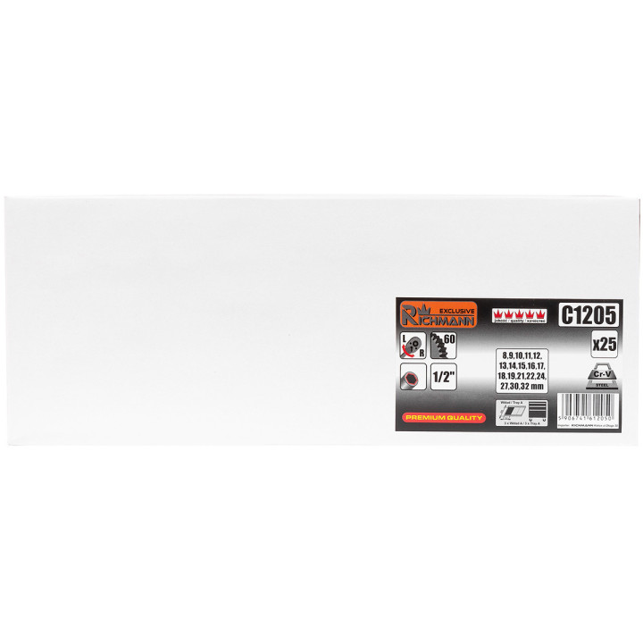 WKŁAD - ZESTAW NASADEK 1/2" 8-32 MM 25 ELEM. (TACKA C1101 W ZESTAWIE)