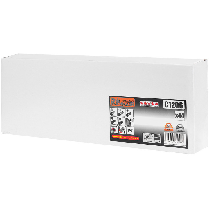 WKŁAD - ZESTAW NASADEK 1/4" 4-14 MM, BITY S2 44 ELEM. (TACKA C1101 W ZESTAWIE)