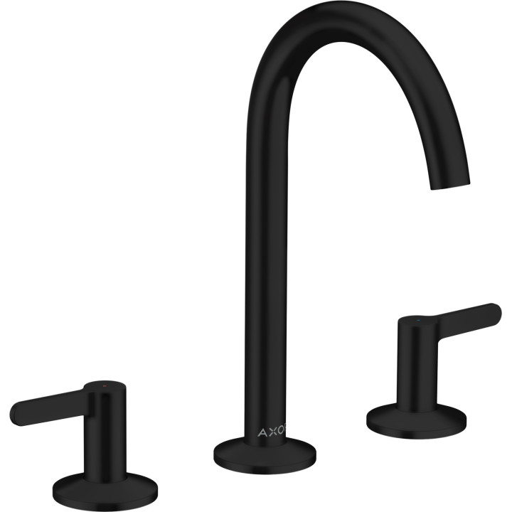 AX One 3-otworowa bateria umywalkowa 170 z kompletem odpływowym Push-Open, Czarny Matowy