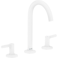 AX One 3-otworowa bateria umywalkowa 170 z kompletem odpływowym Push-Open, Biały Matowy
