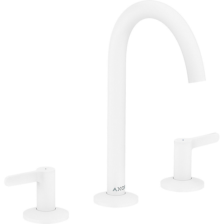 AX One 3-otworowa bateria umywalkowa 170 z kompletem odpływowym Push-Open, Biały Matowy