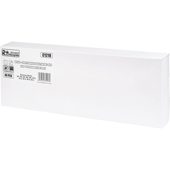 WKŁAD - GWINTOWNIKI I NARZYNKI M3-M18 40 ELEM. + TACKA C1101