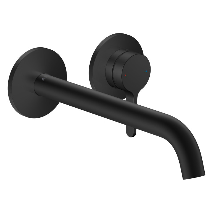 AX One Jednouchwytowa bateria umywalkowa z wylewką 220 mm, ścienna, podtynkowa, Czarny Matowy