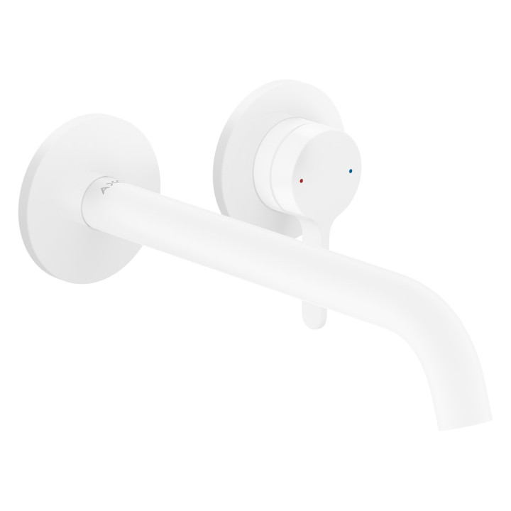 AX One Jednouchwytowa bateria umywalkowa z wylewką 220 mm, ścienna, podtynkowa, Biały Matowy