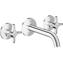 AX One 3-otworowa bateria umywalkowa z uchwytami krzyżowymi i wylewką 160 mm, ścienna, podtynkowa, Chrom